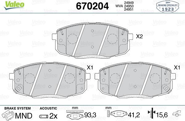 Valeo 670204 - Kit pastiglie freno, Freno a disco autozon.pro