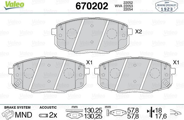 Valeo 670202 - Kit pastiglie freno, Freno a disco autozon.pro