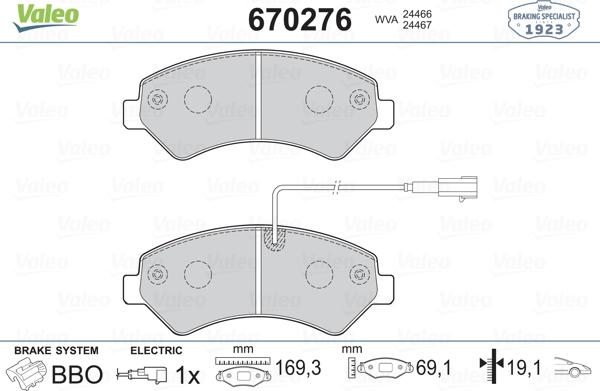 Valeo 670276 - Kit pastiglie freno, Freno a disco autozon.pro