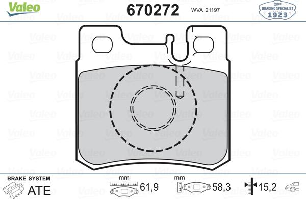 Valeo 670272 - Kit pastiglie freno, Freno a disco autozon.pro