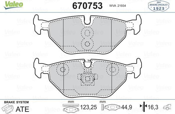 Valeo 670753 - Kit pastiglie freno, Freno a disco autozon.pro