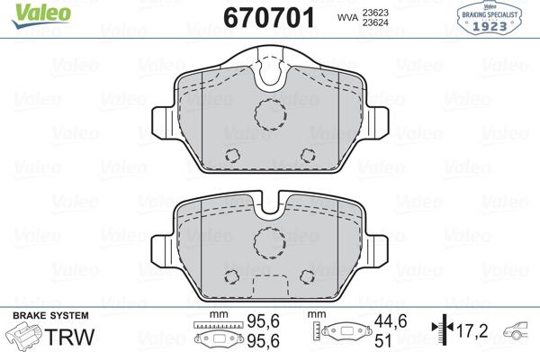 Valeo 670701 - Kit pastiglie freno, Freno a disco autozon.pro