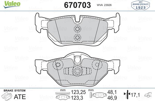 Valeo 670703 - Kit pastiglie freno, Freno a disco autozon.pro