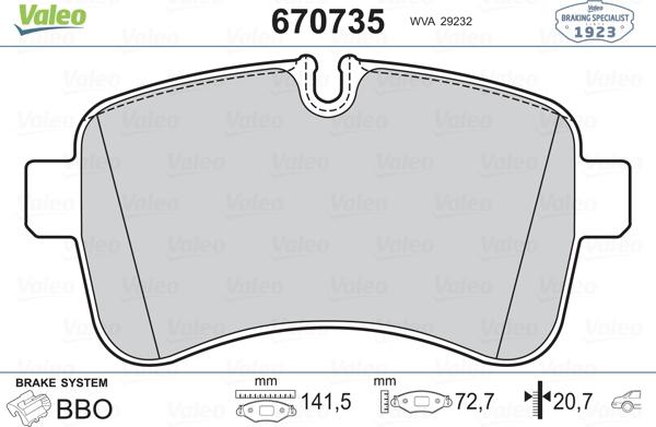 Valeo 670735 - Kit pastiglie freno, Freno a disco autozon.pro