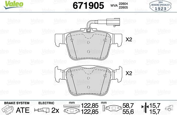 Valeo 671905 - Kit pastiglie freno, Freno a disco autozon.pro