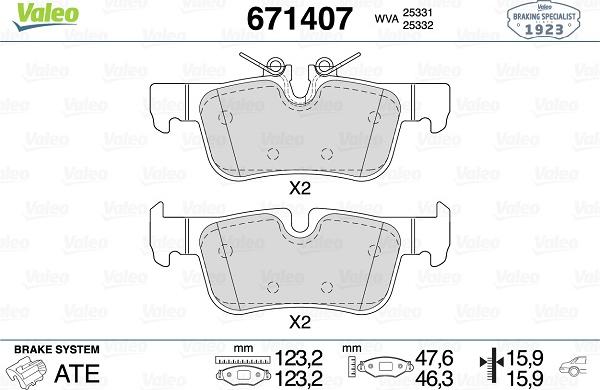 Valeo 671407 - Kit pastiglie freno, Freno a disco autozon.pro