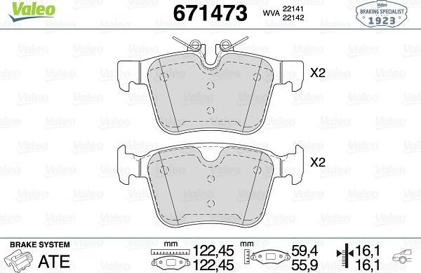 Valeo 671473 - Kit pastiglie freno, Freno a disco autozon.pro