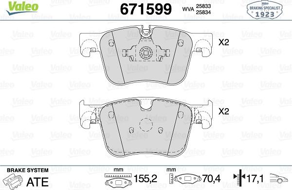 Valeo 671599 - Kit pastiglie freno, Freno a disco autozon.pro