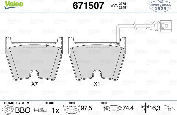 Valeo 671507 - Kit pastiglie freno, Freno a disco autozon.pro