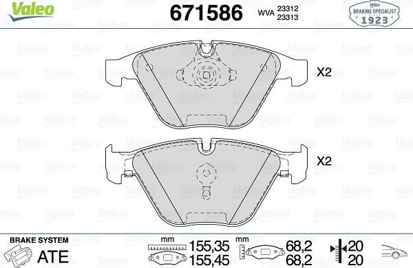 Valeo 671586 - Kit pastiglie freno, Freno a disco autozon.pro