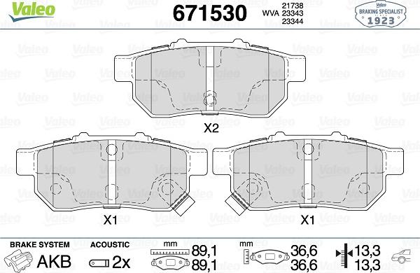 Valeo 671530 - Kit pastiglie freno, Freno a disco autozon.pro