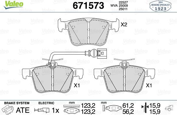 Valeo 671573 - Kit pastiglie freno, Freno a disco autozon.pro