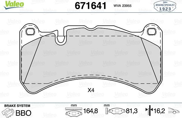 Valeo 671641 - Kit pastiglie freno, Freno a disco autozon.pro