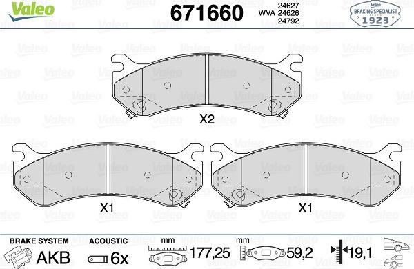 Valeo 671660 - Kit pastiglie freno, Freno a disco autozon.pro