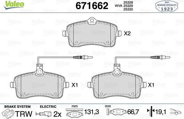 Valeo 671662 - Kit pastiglie freno, Freno a disco autozon.pro