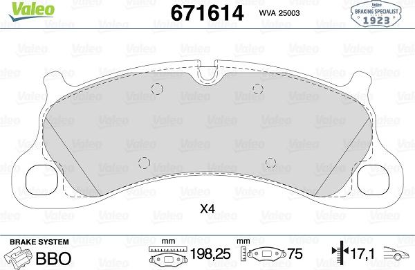 Valeo 671614 - Kit pastiglie freno, Freno a disco autozon.pro