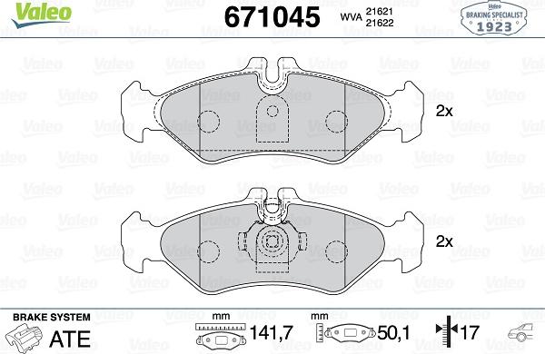 Valeo 671045 - Kit pastiglie freno, Freno a disco autozon.pro