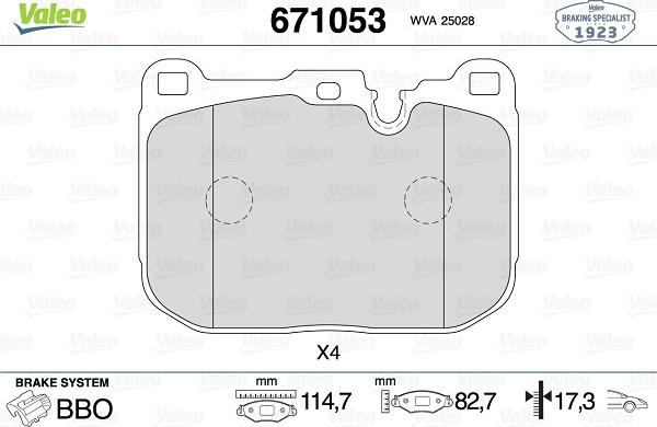 Valeo 671053 - Kit pastiglie freno, Freno a disco autozon.pro