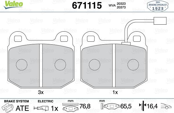 Valeo 671115 - Kit pastiglie freno, Freno a disco autozon.pro