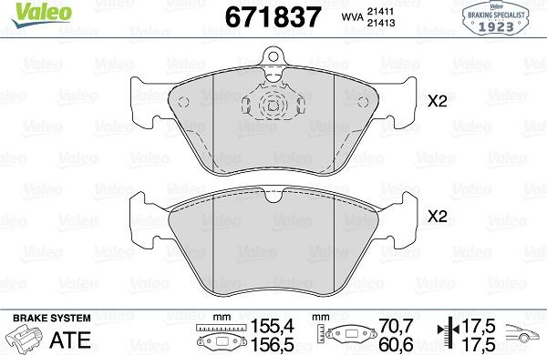 Valeo 671837 - Kit pastiglie freno, Freno a disco autozon.pro