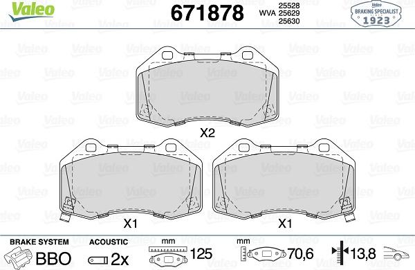 Valeo 671878 - Kit pastiglie freno, Freno a disco autozon.pro