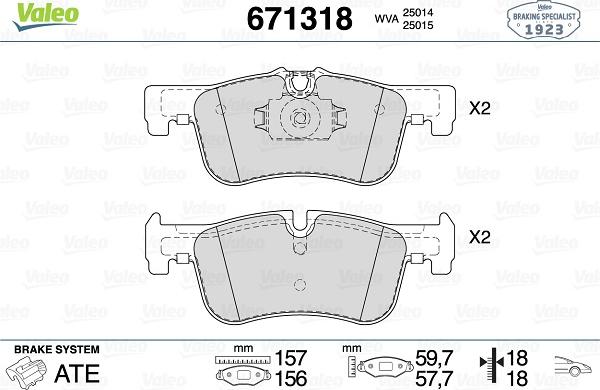 Valeo 671318 - Kit pastiglie freno, Freno a disco autozon.pro