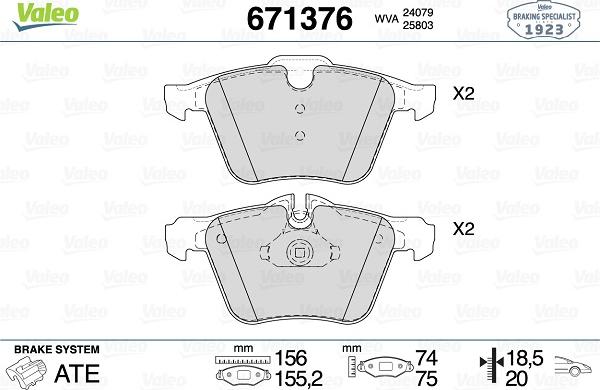 Valeo 671376 - Kit pastiglie freno, Freno a disco autozon.pro