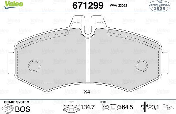 Valeo 671299 - Kit pastiglie freno, Freno a disco autozon.pro