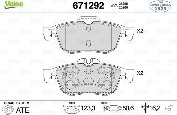 Valeo 671292 - Kit pastiglie freno, Freno a disco autozon.pro