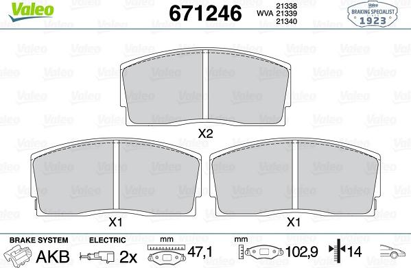 Valeo 671246 - Kit pastiglie freno, Freno a disco autozon.pro