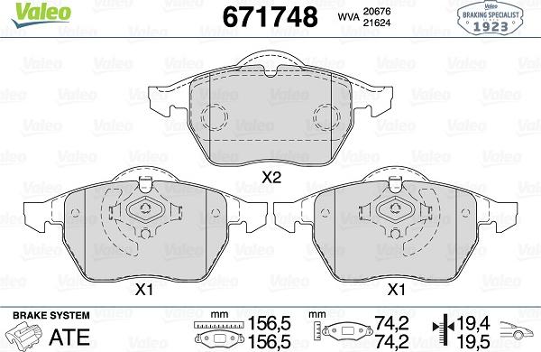 Valeo 671748 - Kit pastiglie freno, Freno a disco autozon.pro