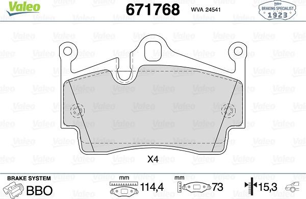 Valeo 671768 - Kit pastiglie freno, Freno a disco autozon.pro