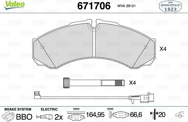 Valeo 671706 - Kit pastiglie freno, Freno a disco autozon.pro