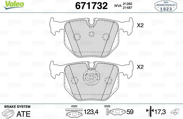 Valeo 671732 - Kit pastiglie freno, Freno a disco autozon.pro