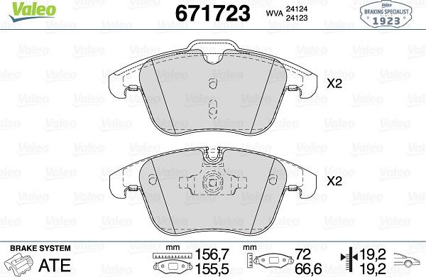 Valeo 671723 - Kit pastiglie freno, Freno a disco autozon.pro