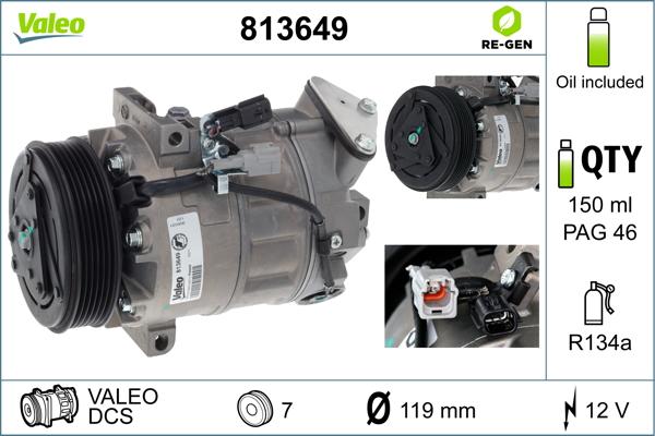 Valeo 813649 - Compressore, Climatizzatore autozon.pro