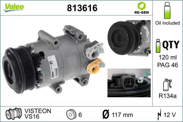 Valeo 813616 - Compressore, Climatizzatore autozon.pro