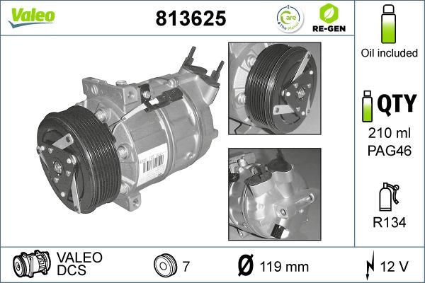 Valeo 813625 - Compressore, Climatizzatore autozon.pro