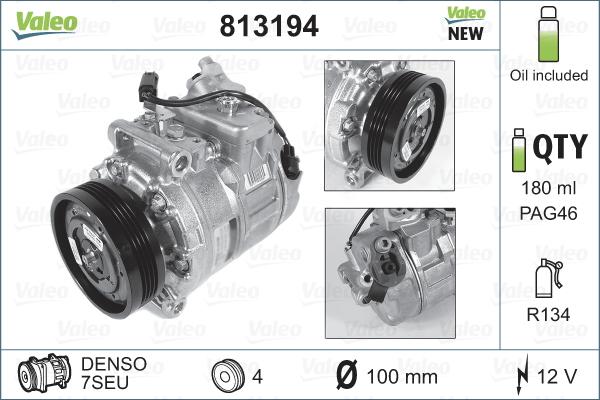 Valeo 813194 - Compressore, Climatizzatore autozon.pro