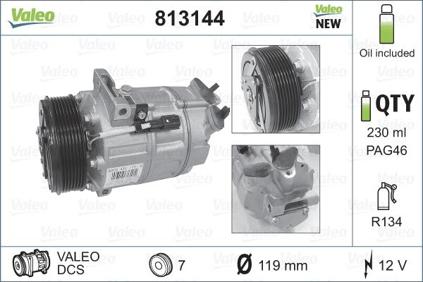 Valeo 813144 - Compressore, Climatizzatore autozon.pro