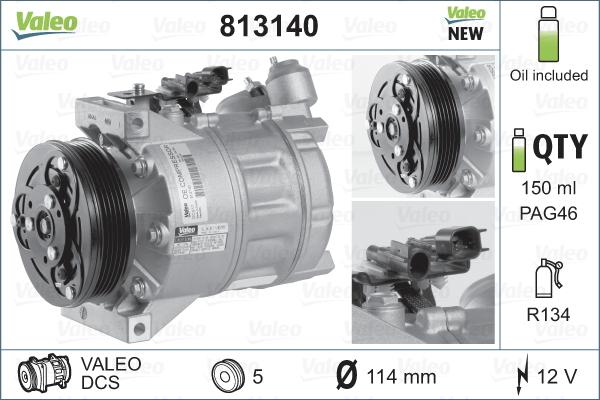 Valeo 813140 - Compressore, Climatizzatore autozon.pro