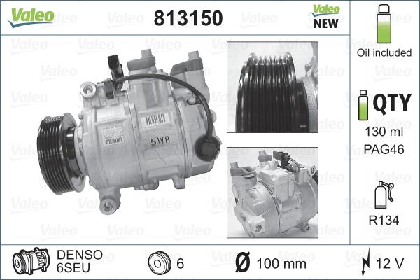 Valeo 813150 - Compressore, Climatizzatore autozon.pro