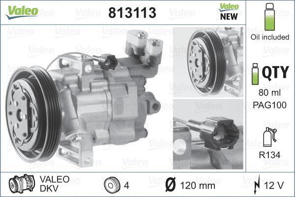 Valeo 813113 - Compressore, Climatizzatore autozon.pro