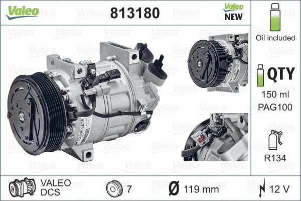 Valeo 813180 - Compressore, Climatizzatore autozon.pro