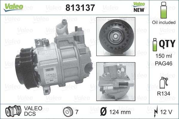 Valeo 813137 - Compressore, Climatizzatore autozon.pro