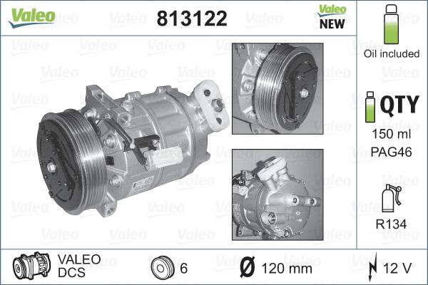 Valeo 813122 - Compressore, Climatizzatore autozon.pro