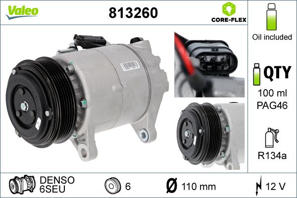 Valeo 813260 - Compressore, Climatizzatore autozon.pro