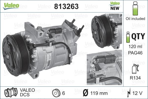 Valeo 813263 - Compressore, Climatizzatore autozon.pro