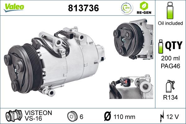 Valeo 813736 - Compressore, Climatizzatore autozon.pro