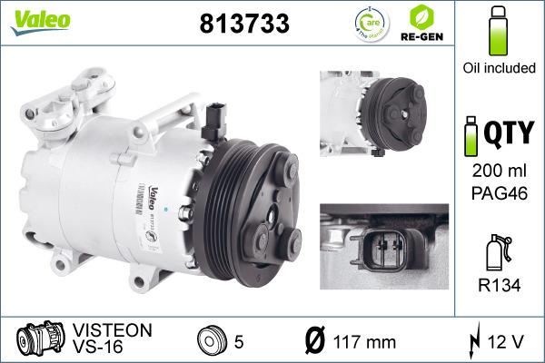 Valeo 813733 - Compressore, Climatizzatore autozon.pro